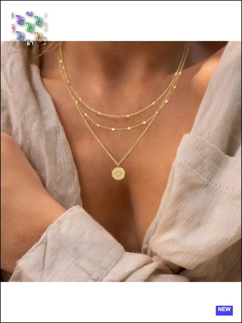 14K Gold Plated Dainty Layered Necklace Set Stacking Choker